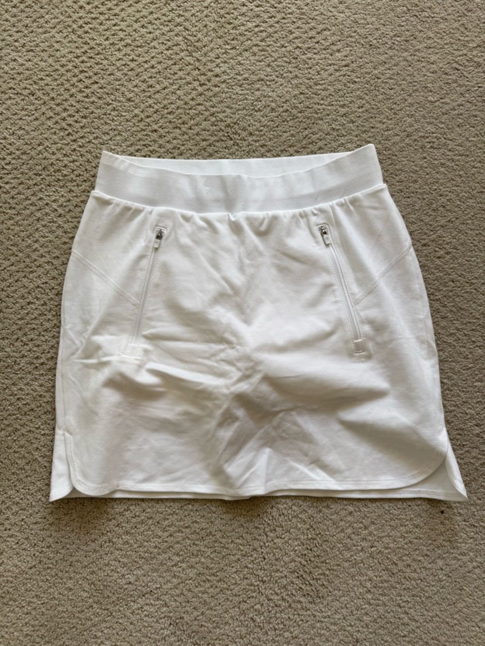 White Athletic Zip-Pocket Skort